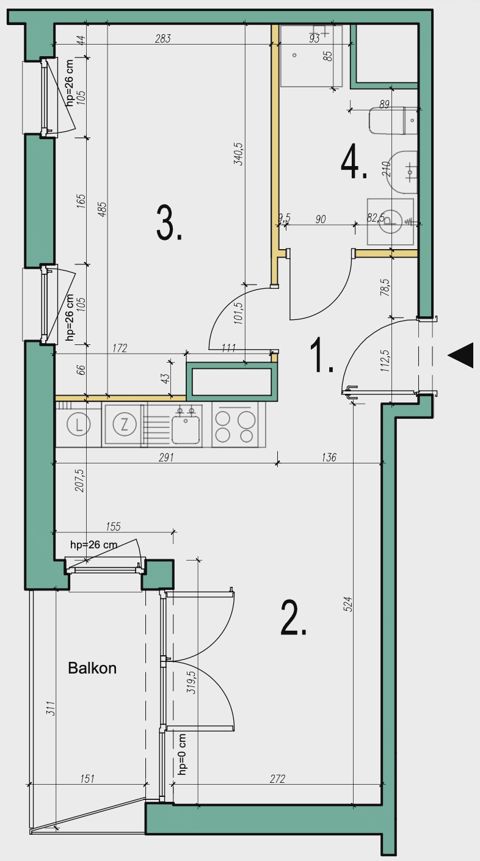 Plan 2 pok. 38m²