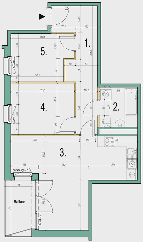 Plan 3 pok. 60m²
