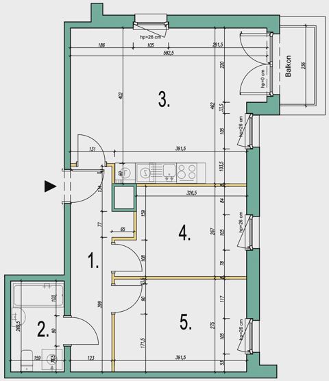 Plan 3 pok. 57m²