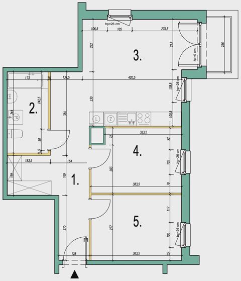 Plan 3 pok. 61m²