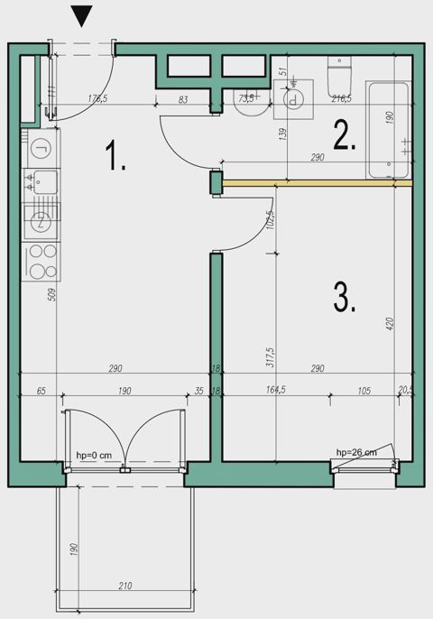 Plan 2 pok. 34m²