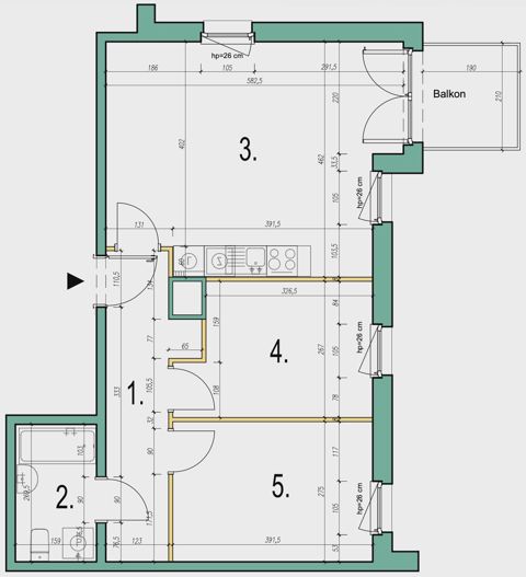 Plan 3 pok. 57m²