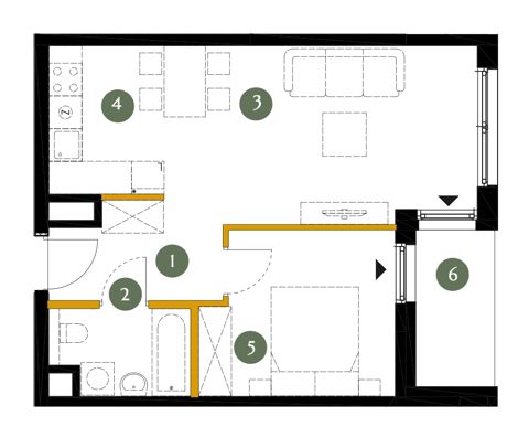 Plan 2 pok. 43m²
