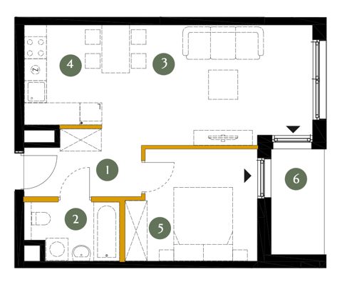 Plan 2 pok. 43m²