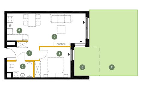 Plan 2 pok. 43m²