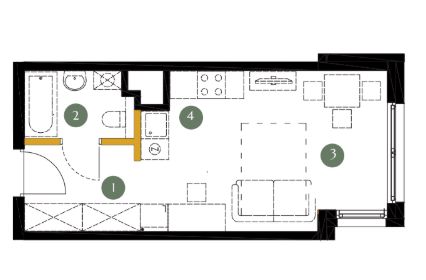 Plan 1 pok. 25m²