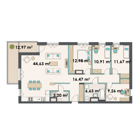 Plan 5 pok. 116m²