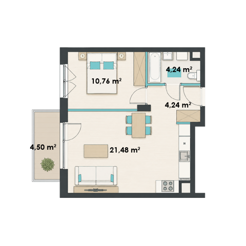 Plan 2 pok. 41m²