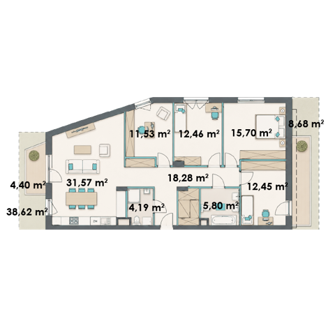 Plan 5 pok. 113m²