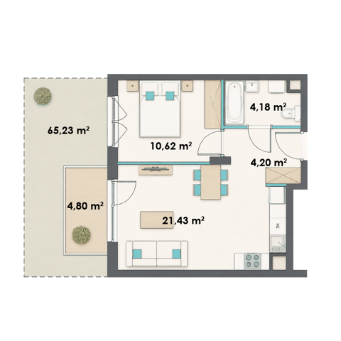 Plan 2 pok. 41m²