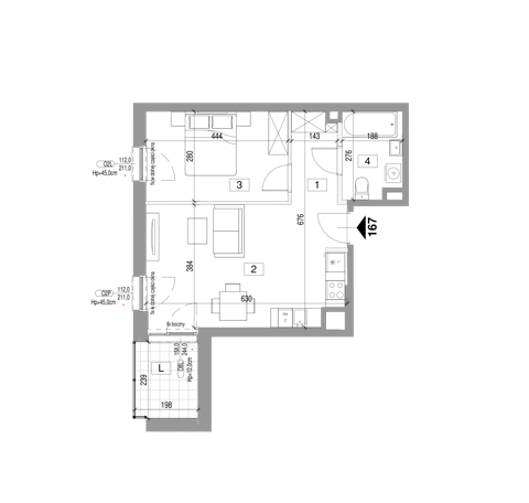 Plan 2 pok. 45m²
