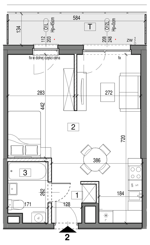 Plan 1 pok. 39m²