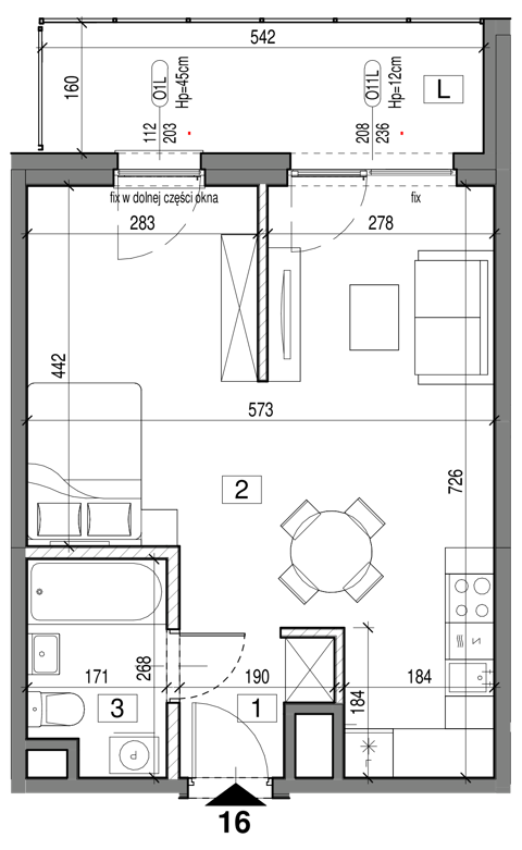 Plan 1 pok. 39m²