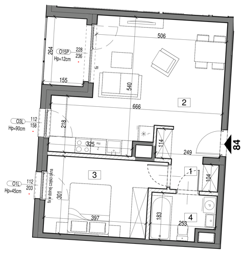 Plan 2 pok. 49m²