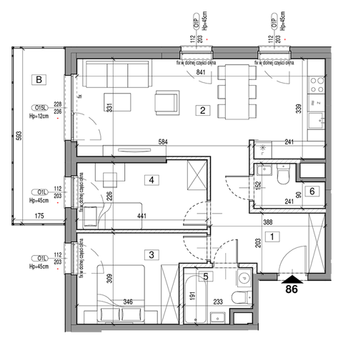 Plan 3 pok. 67m²