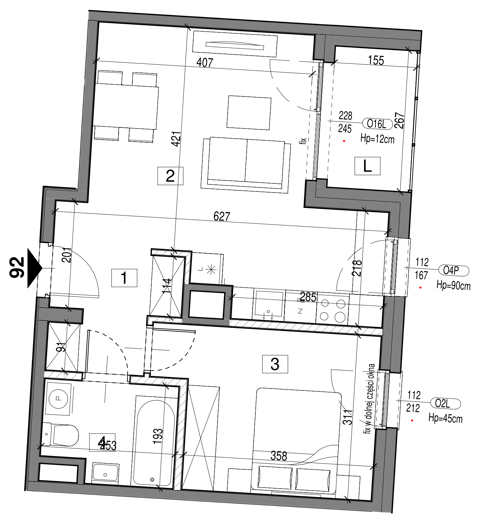 Plan 2 pok. 44m²