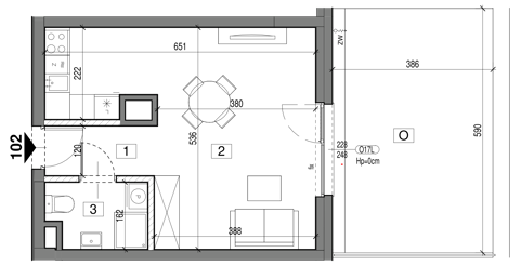Plan 1 pok. 33m²