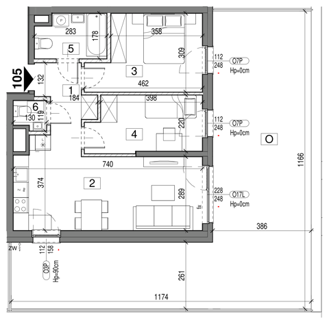 Plan 3 pok. 56m²