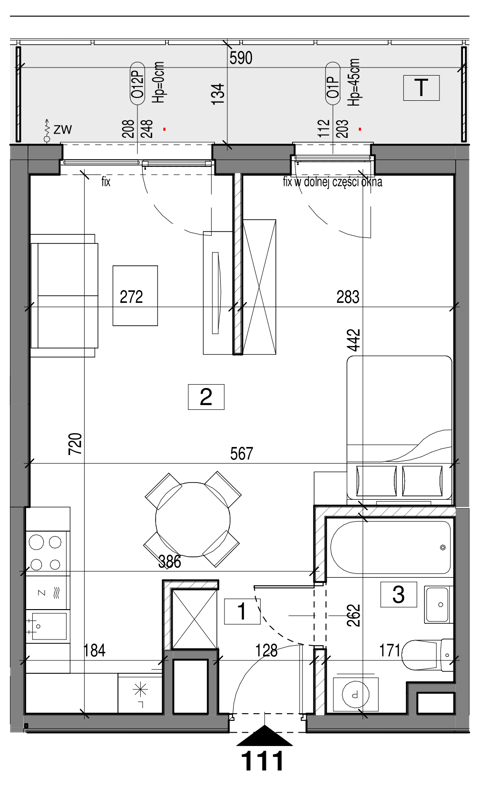 Plan 1 pok. 39m²