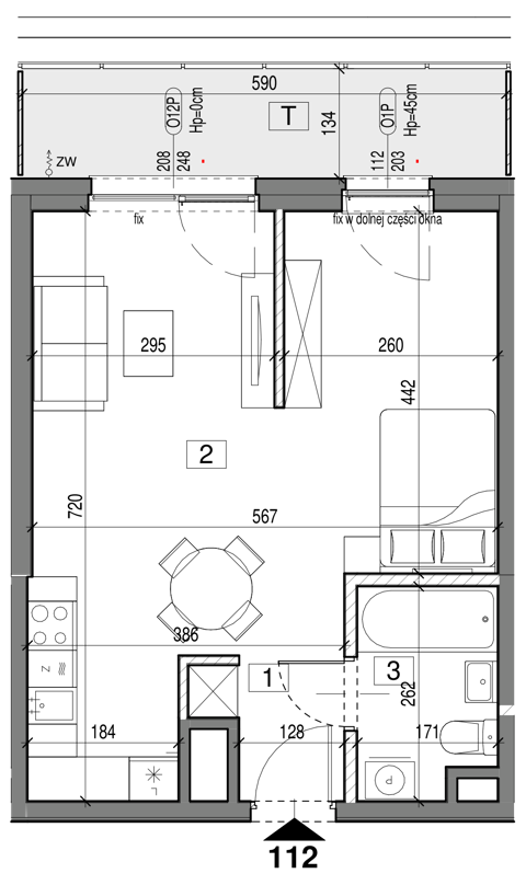 Plan 1 pok. 39m²