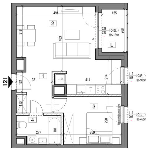 Plan 2 pok. 47m²