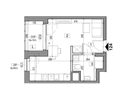 Plan 1 pok. 26m²