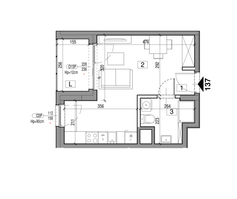Plan 1 pok. 26m²