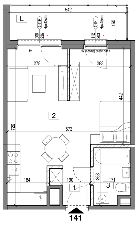 Plan 1 pok. 39m²