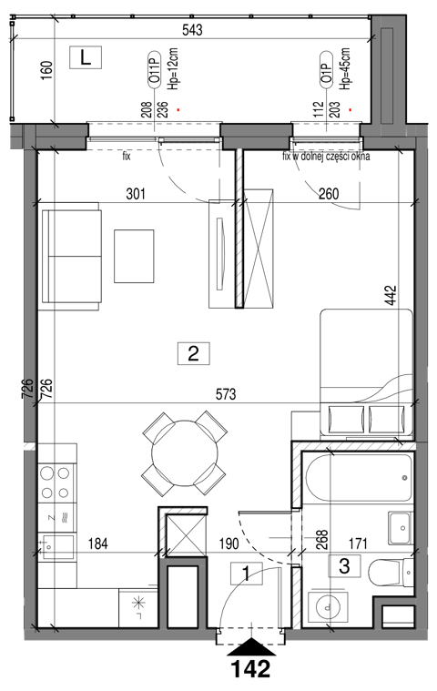 Plan 1 pok. 39m²
