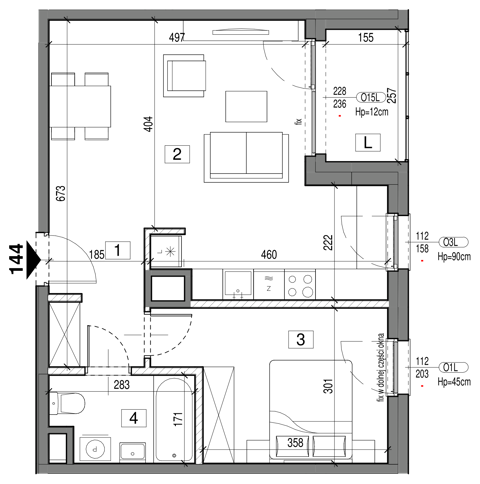 Plan 2 pok. 49m²