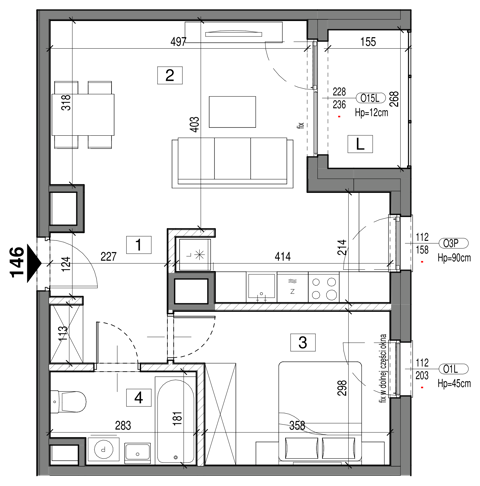 Plan 2 pok. 48m²