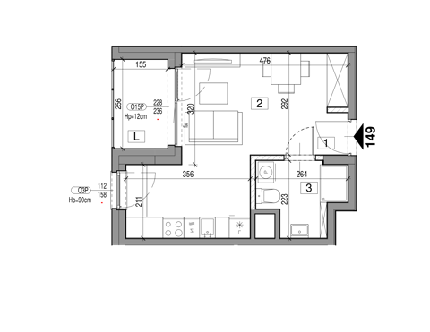 Plan 1 pok. 26m²