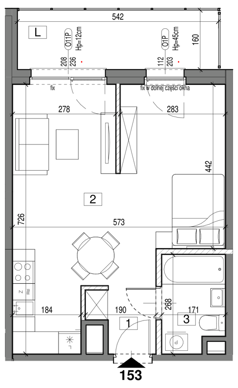 Plan 1 pok. 39m²