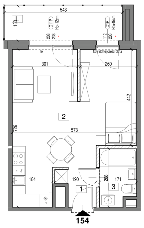 Plan 1 pok. 39m²