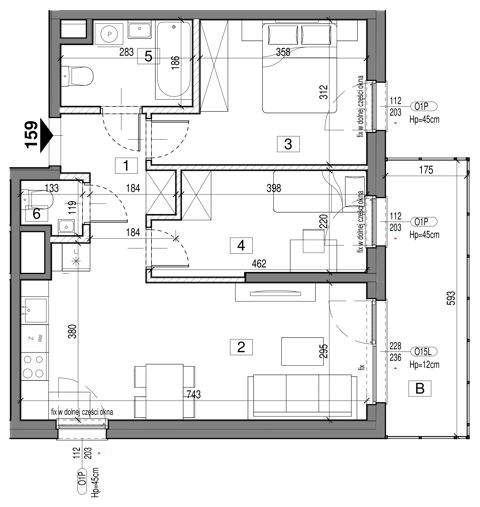 Plan 3 pok. 57m²