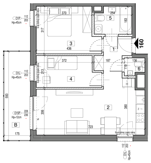 Plan 3 pok. 55m²