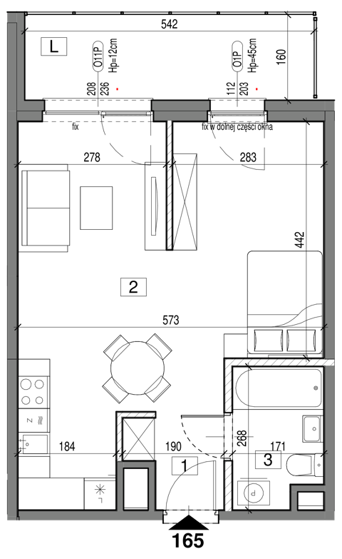Plan 1 pok. 39m²