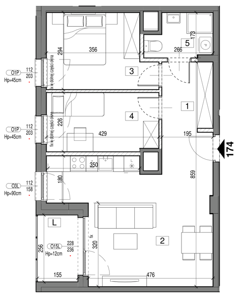Plan 3 pok. 58m²