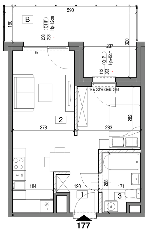 Plan 1 pok. 35m²