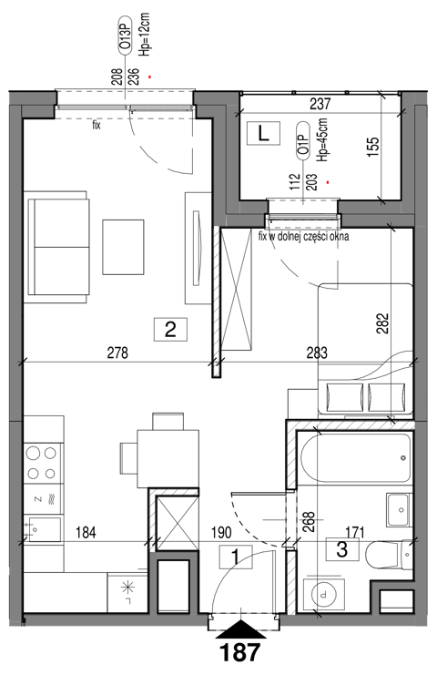 Plan 1 pok. 35m²
