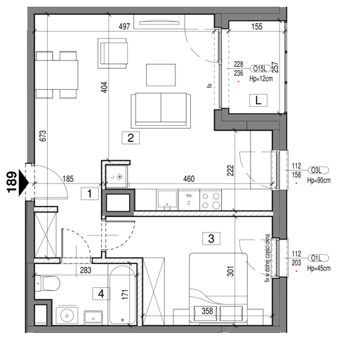 Plan 2 pok. 49m²
