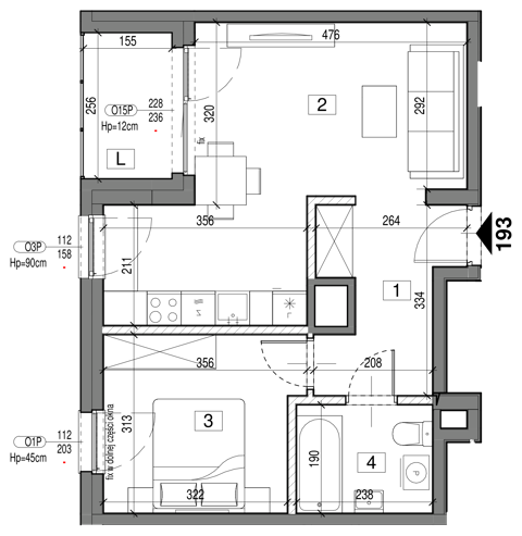 Plan 2 pok. 44m²