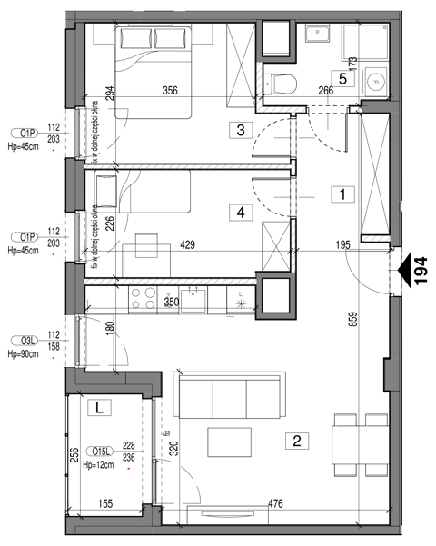 Plan 3 pok. 58m²