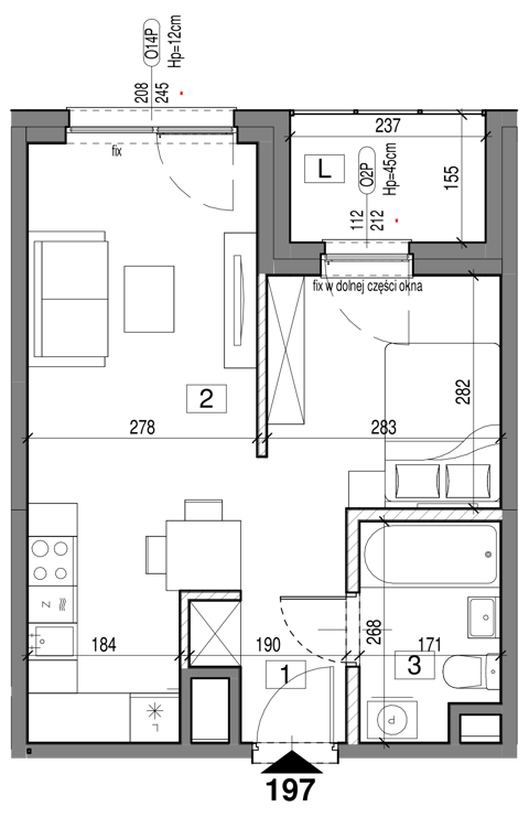 Plan 1 pok. 35m²