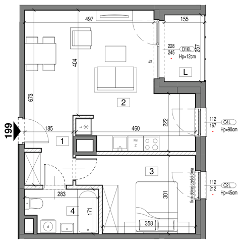 Plan 2 pok. 49m²