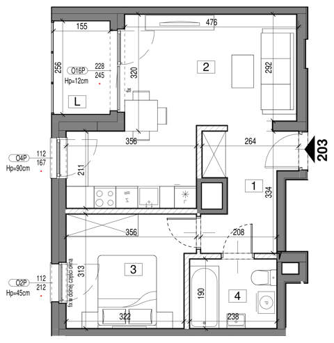 Plan 2 pok. 44m²