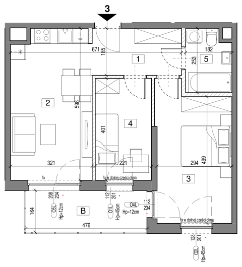 Plan 3 pok. 54m²