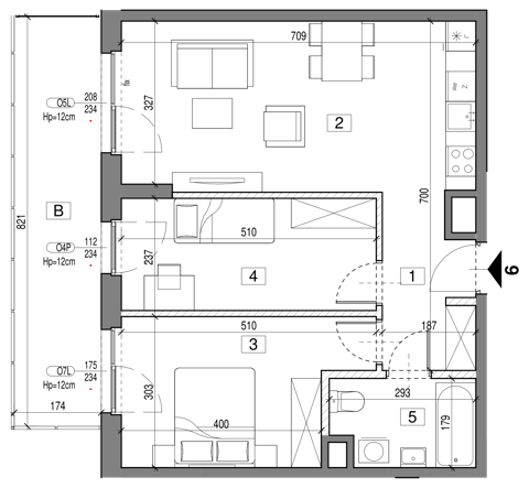Plan 3 pok. 60m²