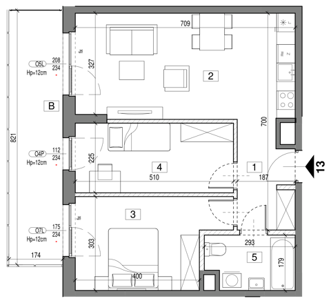 Plan 3 pok. 60m²