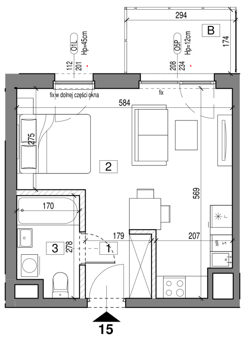 Plan 1 pok. 31m²
